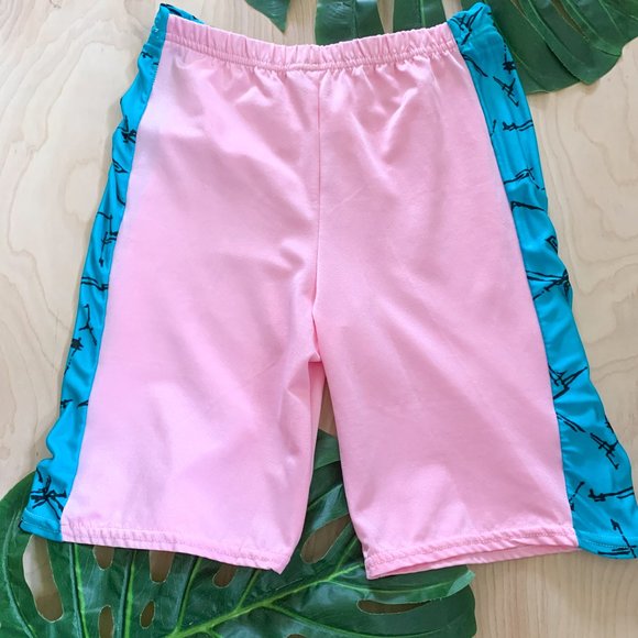 SOLD Vintage 80s pink blue color block bike shorts - Picture 3 of 4